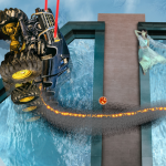 funny-space-story | Flying Monster Truck firing lasers above pool